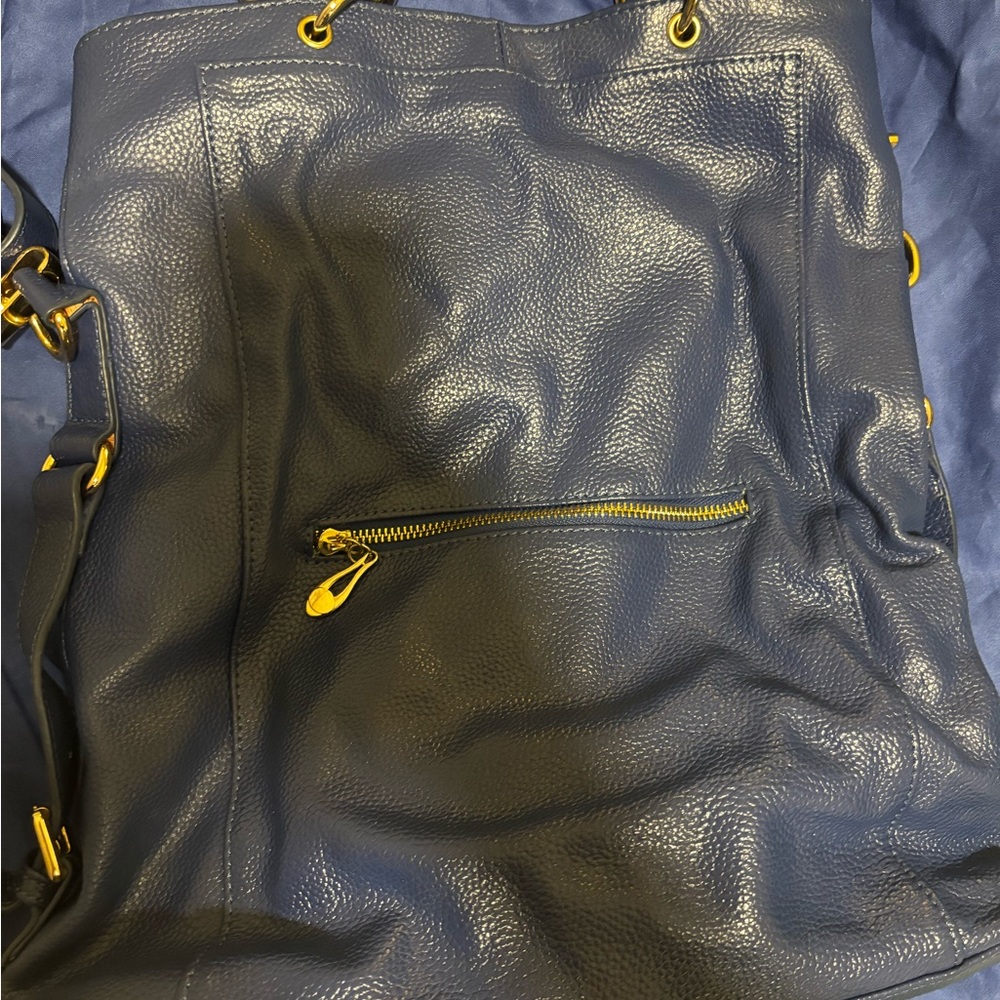 Elegant Navy Tote with Gold Accents